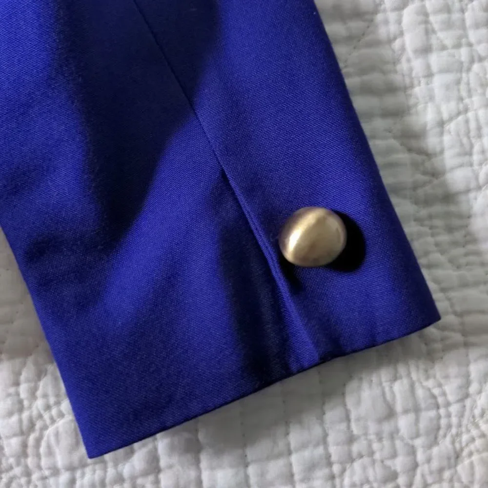 Vintage 80s Michelle Stuart Blazer Purple Gold Button Corpcore Size 8P